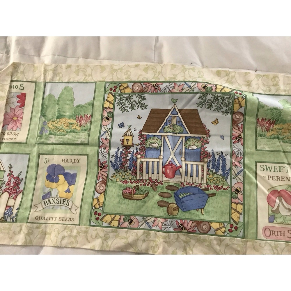 Handmade Table Runner 41" X 14" Seed Theme On One Side